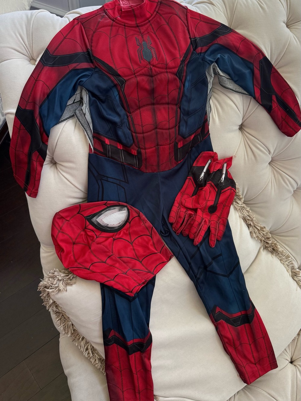 Disney Red and Blue Spider Superhero Costume with Mask and Gloves size 5/6